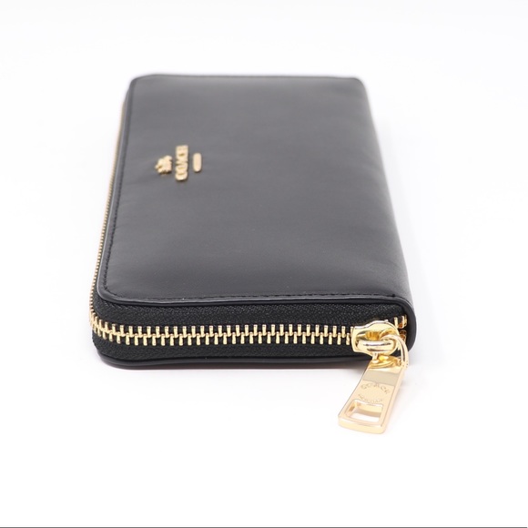 Brand New Coach Boxed Slim Accordion Zip Smooth Leather Wallet Black - Picture 8 of 11